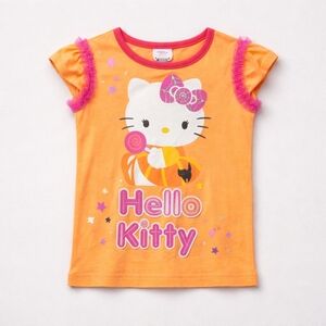 Hello Kitty Orange Tee with Pink Ruffles